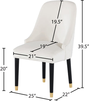 Omni Velvet / Engineered Wood / Metal / Foam Contemporary Cream Velvet Dining Chair - 25" W x 22" D x 39.5" H