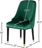 Omni Velvet / Engineered Wood / Metal / Foam Contemporary Green Velvet Dining Chair - 25" W x 22" D x 39.5" H