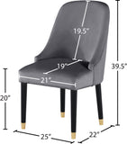 Omni Velvet / Engineered Wood / Metal / Foam Contemporary Grey Velvet Dining Chair - 25" W x 22" D x 39.5" H