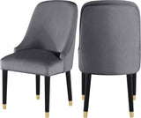 Omni Velvet / Engineered Wood / Metal / Foam Contemporary Grey Velvet Dining Chair - 25" W x 22" D x 39.5" H