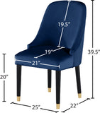 Omni Velvet / Engineered Wood / Metal / Foam Contemporary Navy Velvet Dining Chair - 25" W x 22" D x 39.5" H