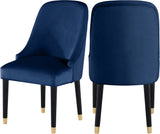 Omni Velvet / Engineered Wood / Metal / Foam Contemporary Navy Velvet Dining Chair - 25" W x 22" D x 39.5" H