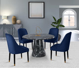 Omni Velvet / Engineered Wood / Metal / Foam Contemporary Navy Velvet Dining Chair - 25" W x 22" D x 39.5" H