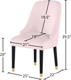 Omni Velvet / Engineered Wood / Metal / Foam Contemporary Pink Velvet Dining Chair - 25" W x 22" D x 39.5" H