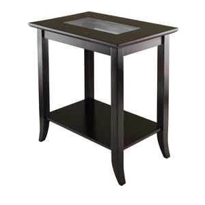 Winsome Wood Genoa Rectangular End Table with Glass Top and shelf 92419-WINSOMEWOOD