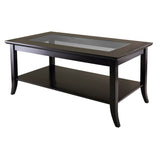 Winsome Wood Genoa Rectangular Coffee Table with Glass top and Shelf 92437-WINSOMEWOOD