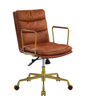 Dudley Industrial/Contemporary Office Chair SEAT] Rust TGL (Aperol Spritz Leather) • BASE] tbc (Rusty Iron) 92498-ACME