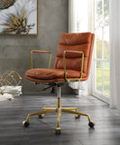 Dudley Industrial/Contemporary Office Chair SEAT] Rust TGL (Aperol Spritz Leather) • BASE] tbc (Rusty Iron) 92498-ACME