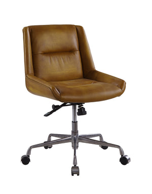 Ambler Industrial/Contemporary Office Chair SEAT] Saddle Brown TGL (Sahara Leather) • BASE] tbc (Rusty Iron) 92499-ACME