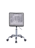 Alessio Contemporary Office Chair Silver PU (36-2 PU mounted on brushed knitted fabric ) • Reversible Silver Sequins • Chrome Metal Base (Plating) • Black Casters 92515-ACME