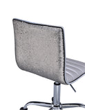 Alessio Contemporary Office Chair Silver PU (36-2 PU mounted on brushed knitted fabric ) • Reversible Silver Sequins • Chrome Metal Base (Plating) • Black Casters 92515-ACME