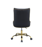 Purlie Transitional Office Chair Black PU Cushion (Black PU) • Gold Metal Base & Nail-heads (Plating) • Black Casters 92518-ACME