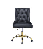 Purlie Transitional Office Chair Black PU Cushion (Black PU) • Gold Metal Base & Nail-heads (Plating) • Black Casters 92518-ACME