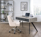 Magna Contemporary Writing Desk Faux Concrete (Paper Veneer) • Black Finish Base 92530-ACME