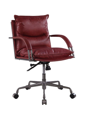 Haggar Industrial/Contemporary Office Chair SEAT] Vintage Red TGL (Vintage Red Leather) • BASE] tbc (Rusty Iron) 92536-ACME