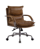 Haggar Industrial/Contemporary Office Chair SEAT] Coffee TGL (Birmingham Leather) • BASE] tbc (Rusty Iron) 92539-ACME