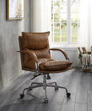 Haggar Industrial/Contemporary Office Chair SEAT] Coffee TGL (Birmingham Leather) • BASE] tbc (Rusty Iron) 92539-ACME