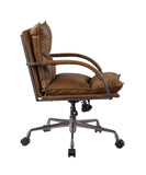 Haggar Industrial/Contemporary Office Chair SEAT] Coffee TGL (Birmingham Leather) • BASE] tbc (Rusty Iron) 92539-ACME