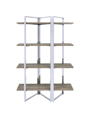 Libby Industrial Bookshelf Chrome Metal (cc#) • Wood 92545-ACME