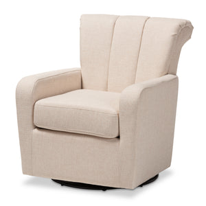 Baxton Studio Rayner Modern and Contemporary Beige Fabric Upholstered Swivel Chair