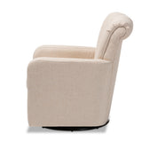 Baxton Studio Rayner Modern and Contemporary Beige Fabric Upholstered Swivel Chair