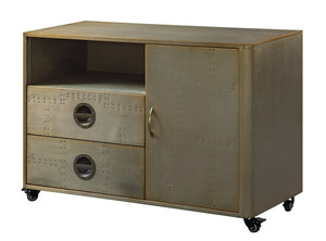 Jennavieve Industrial Cabinet Gold Aluminum (Brass Aluminum) 92551-ACME