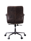 Zooey Industrial Office Chair Distress Chocolate TGL (Irgachefe) • Metal 5-Star Base (Matt Iron) 92558-ACME