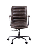 Zooey Industrial Office Chair Distress Chocolate TGL (Irgachefe) • Metal 5-Star Base (Matt Iron) 92558-ACME