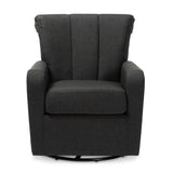 Baxton Studio Rayner Modern and Contemporary Grey Fabric Upholstered Swivel Chair