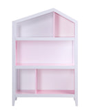 Doll Cottage Bookcase White Wood Frame • Pink Wood Top 92560-ACME