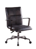 Indra Industrial Office Chair Onyx Black TGL (Pluto) •  BASE] Matt Iron 92569-ACME