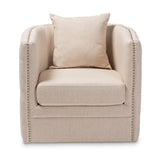 Baxton Studio Micah Modern and Contemporary Beige Fabric Upholstered Tufted Swivel Chair