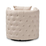 Baxton Studio Micah Modern and Contemporary Beige Fabric Upholstered Tufted Swivel Chair