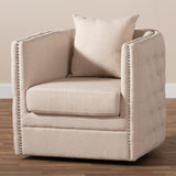 Baxton Studio Micah Modern and Contemporary Beige Fabric Upholstered Tufted Swivel Chair