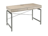 Yaseen Industrial Writing Desk TOP) Natural Wood • BASE) Nickel Silver Metal 92575-ACME