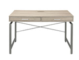 Yaseen Industrial Writing Desk TOP) Natural Wood • BASE) Nickel Silver Metal 92575-ACME