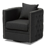 Baxton Studio Micah Modern and Contemporary Grey Fabric Upholstered Tufted Swivel Chair