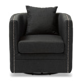 Baxton Studio Micah Modern and Contemporary Grey Fabric Upholstered Tufted Swivel Chair