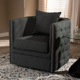 Baxton Studio Micah Modern and Contemporary Grey Fabric Upholstered Tufted Swivel Chair