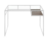 Yasin Industrial Writing Desk Clear Glass Top • Metal • Wood Shelf  92582-ACME