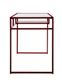 Yasin Industrial Writing Desk Clear Glass Top • Metal • Wood Shelf  92584-ACME