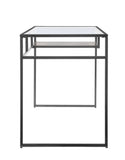 Yasin Industrial Writing Desk Clear Glass Top • Metal • Wood Shelf  92588-ACME