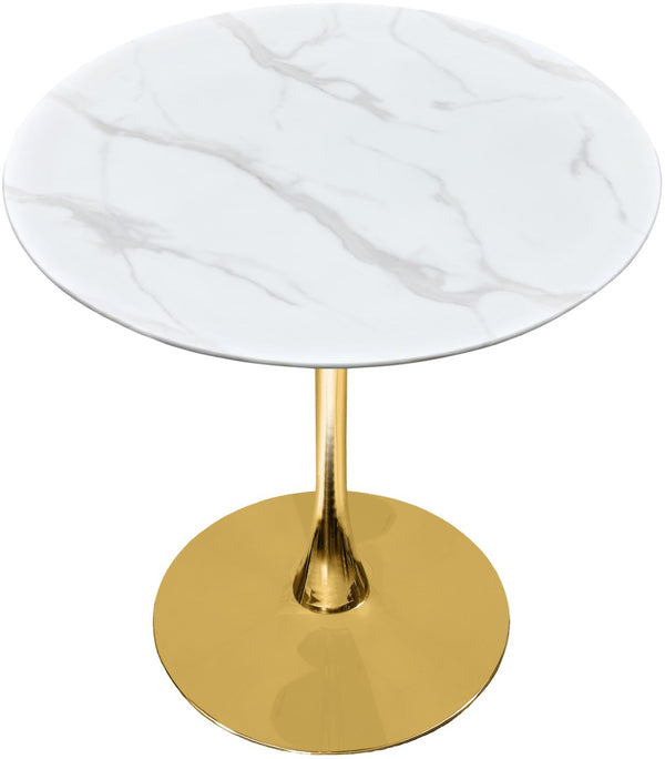 Tulip Faux Marble Veneer / Tempered Glass / Iron Contemporary Gold Counter Height Table (3 Boxes) - 36" W x 36" D x 36" H
