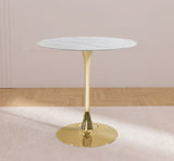 Tulip Faux Marble Veneer / Tempered Glass / Iron Contemporary Gold Counter Height Table (3 Boxes) - 36" W x 36" D x 36" H