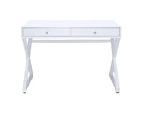 Coleen Contemporary Writing Desk TOP] White Wood (cc#) • BASE] Chrome Metal (cc#) 92610-ACME