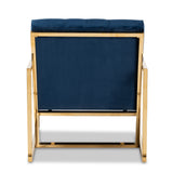 Baxton Studio Milano Modern and Contemporary Navy Velvet Fabric Upholstered Gold Finished Lounge Chair