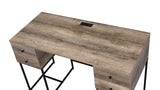 Desirre Industrial Writing Desk WOOD TOP] Rustic Oak (cc#) • METAL BASE] Black Powder Coating 92640-ACME