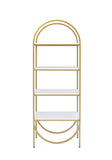 Lightmane Contemporary Bookshelf WOOD SHELF] White High Gloss (cc#) • METAL] Gold (Gold Electroplating) 92662-ACME