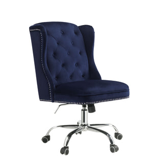 Jamesia Vintage Office Chair Midnight Blue Velvet (MJ9-117 Velvet) • Metal Base) Chrome 92665-ACME