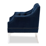 Baxton Studio Silvana Modern and Contemporary Navy Velvet Fabric Upholstered Lounge Chair with Acrylic Legs